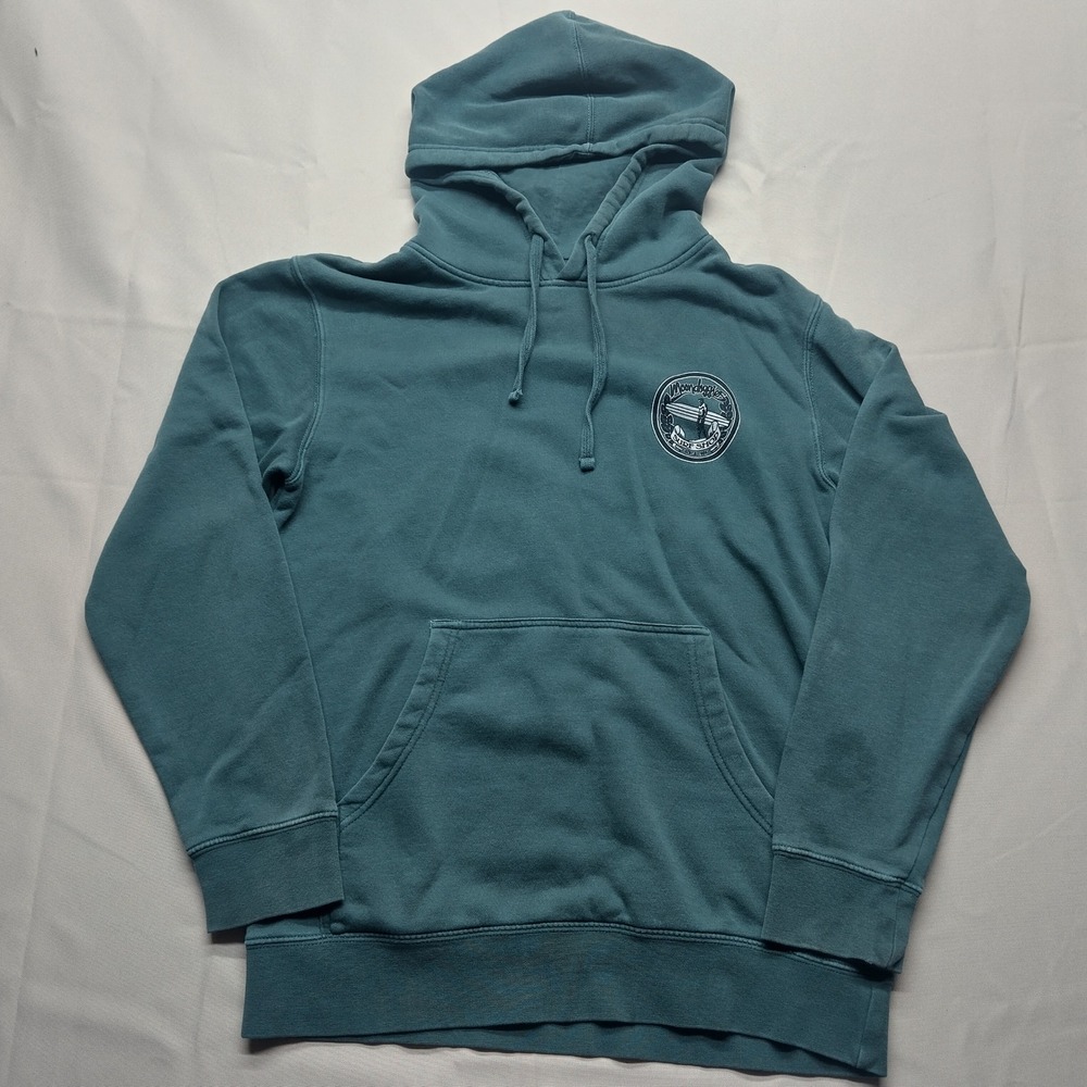 Independent Trading Co Moondoggies Surf Shop Hoodie Teal Blue Mens Small 0365